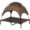 Elevated Portable Dog Cot Pet Bed with UV Protection Canopy Shade, 36 inch, Coffee