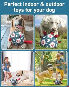 Dog Toys Soccer Ball with Straps, Durable Giant Dog Balls, Outdoor Dogs Toys, Herding Ball, Birthday Gifts (10 Inch)