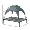 Elevated Dog Bed with Removable Canopy, Outdoor Dog Cot with UV Protection Canopy Shade, 30 inch Pet Bed for Camping, Gray